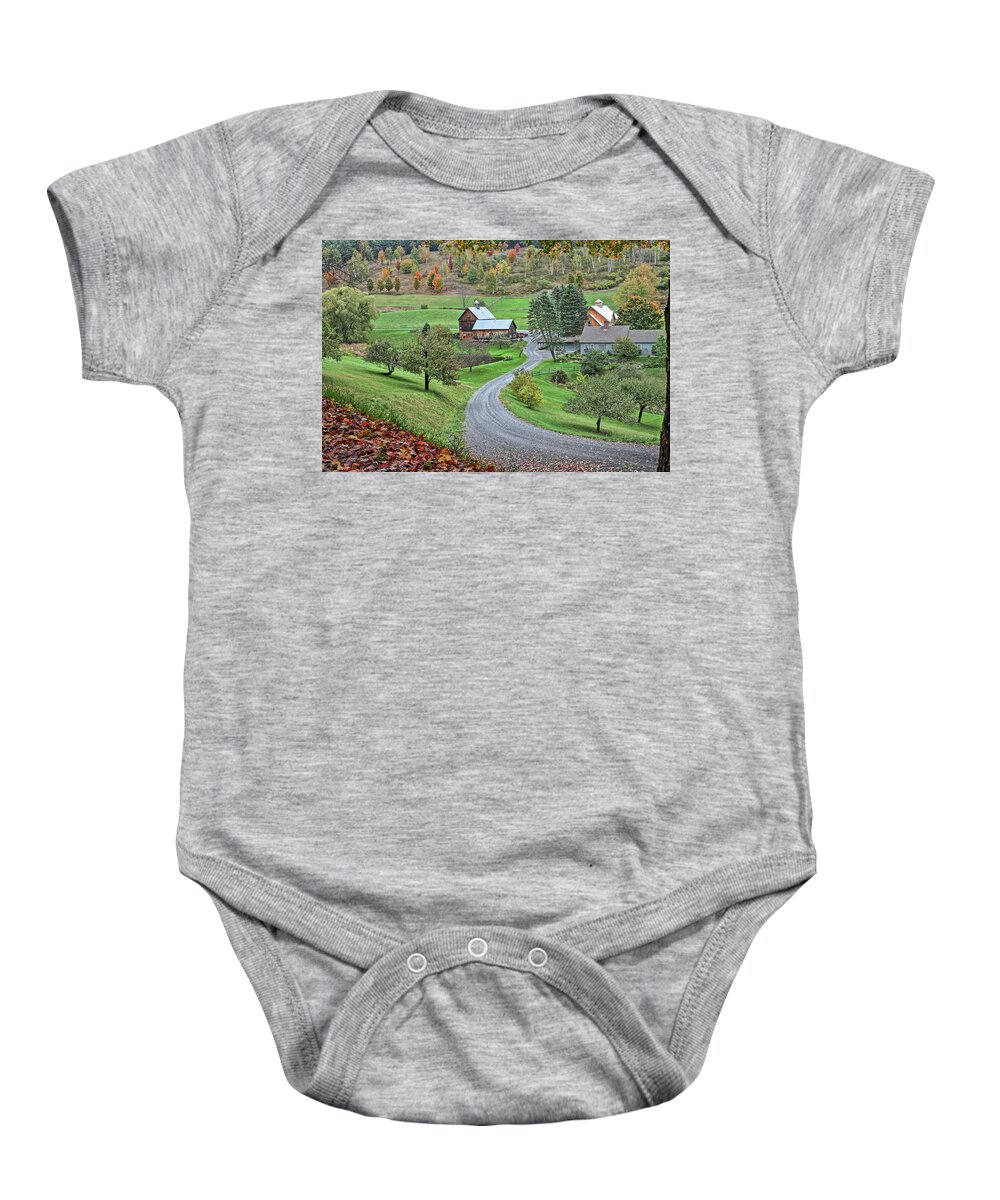 Vermont Baby Onesie featuring the photograph Unknown Farm in Fall by Brett Pelletier