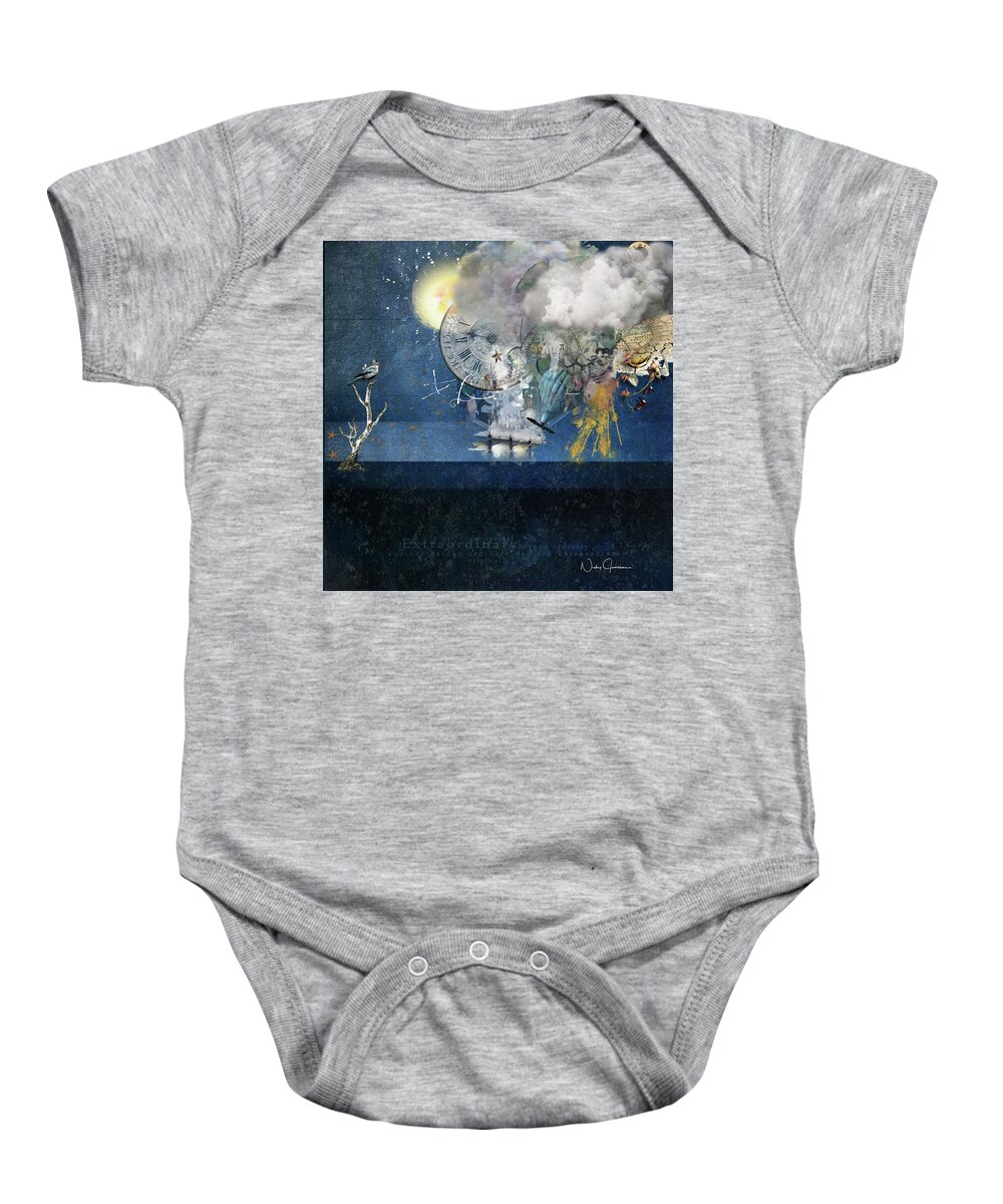 Collage Baby Onesie featuring the digital art Up In the Clouds by Nicky Jameson