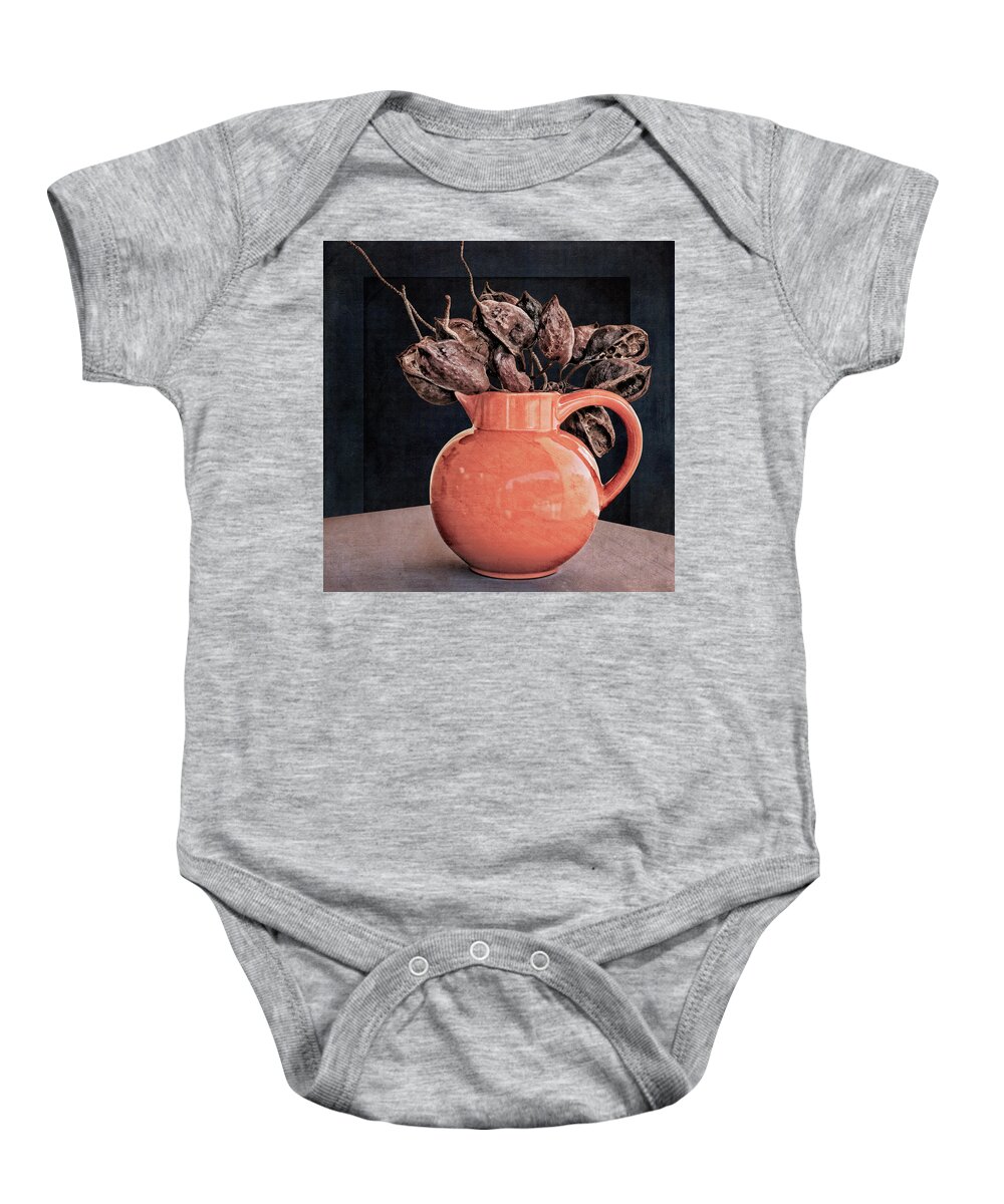 Landscape Baby Onesie featuring the digital art Vase with Seed Pods by Sandra Selle Rodriguez
