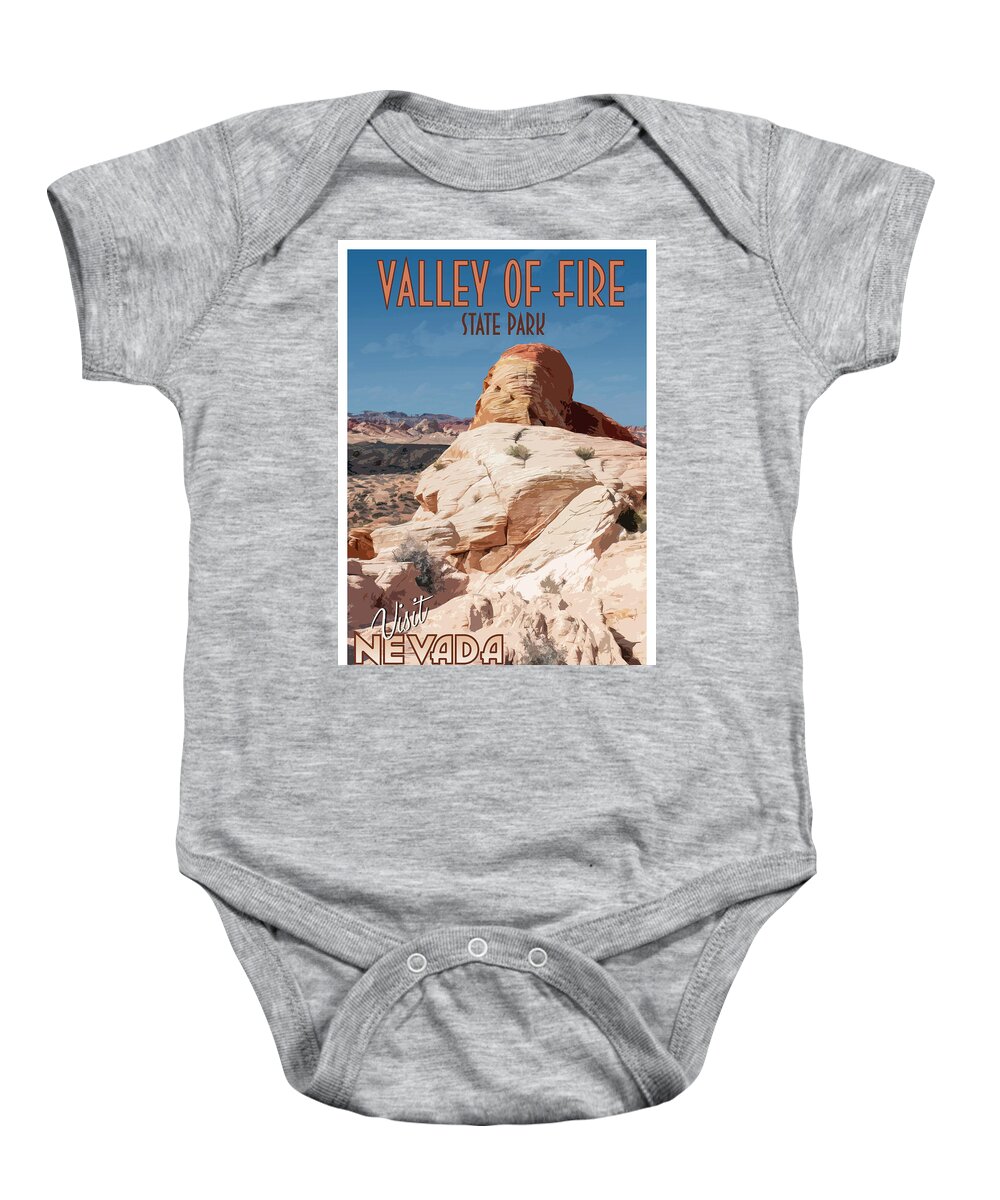 Nevada Baby Onesie featuring the digital art Visit Nevada's Valley of Fire by Kristia Adams