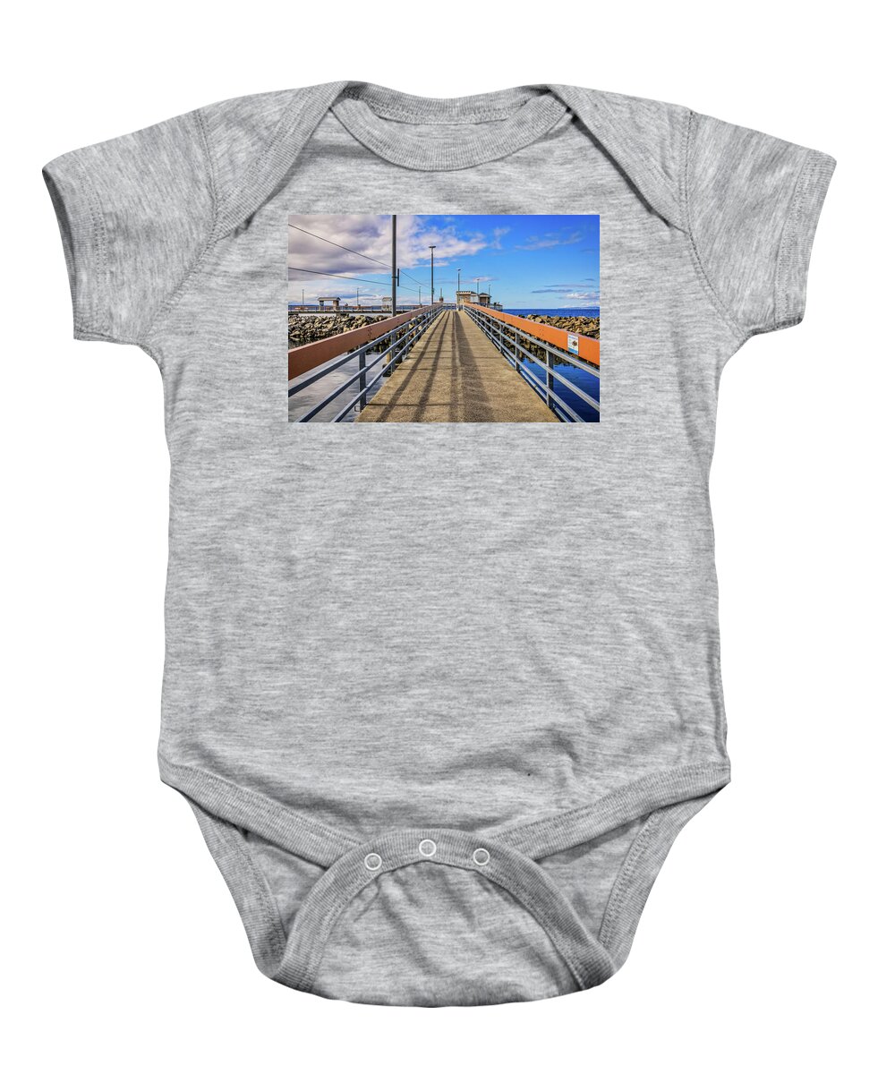 Dock Baby Onesie featuring the photograph Walking on the dock by Anamar Pictures