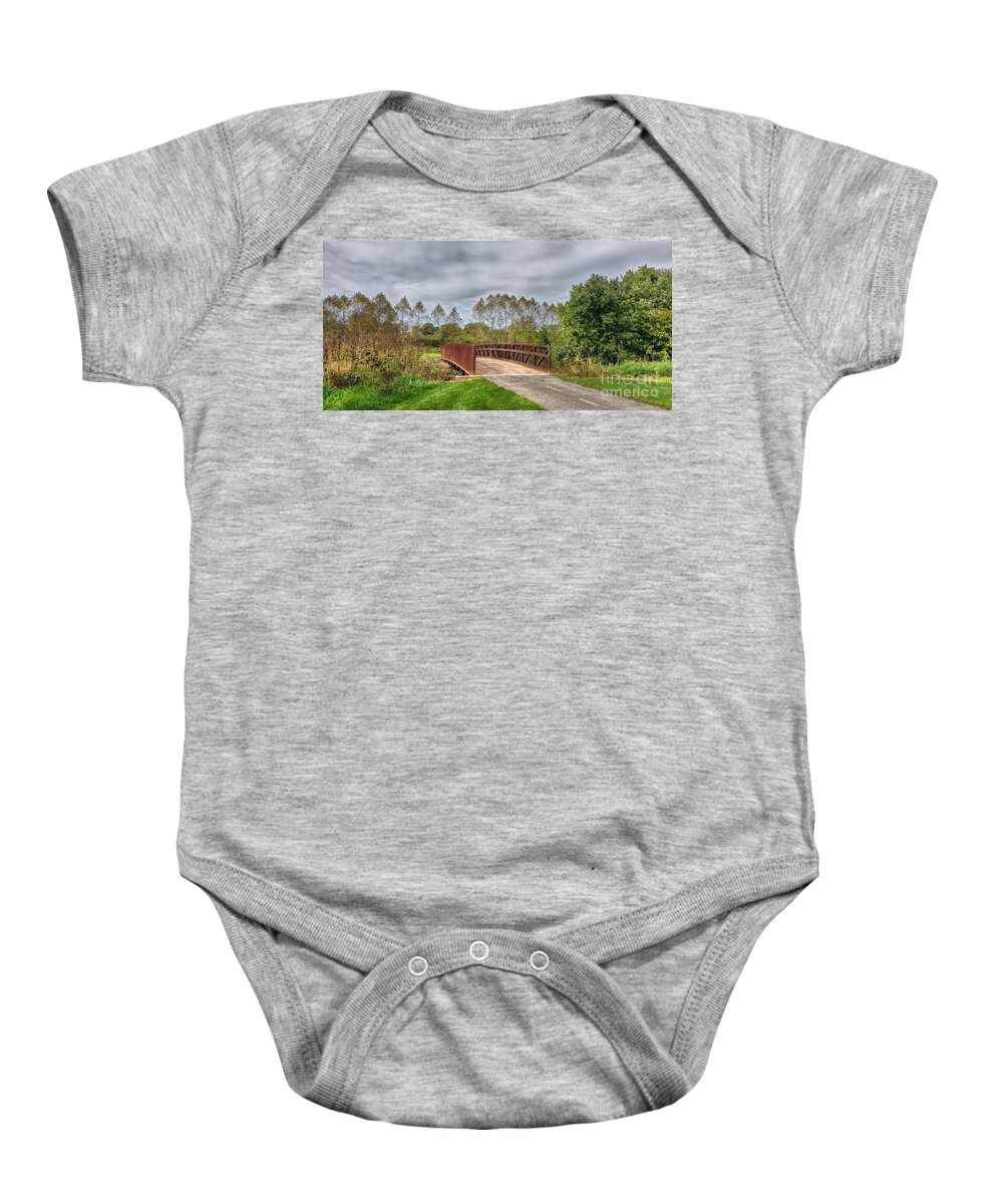 Nature Baby Onesie featuring the photograph Walnut Woods Bridge - 3 by Jeremy Lankford
