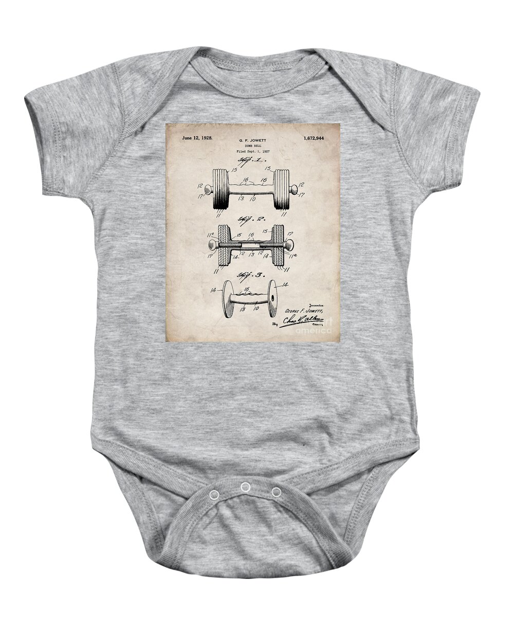 Weight Lifting Patent, Dumb Bell Art - Antique Vintage Onesie by