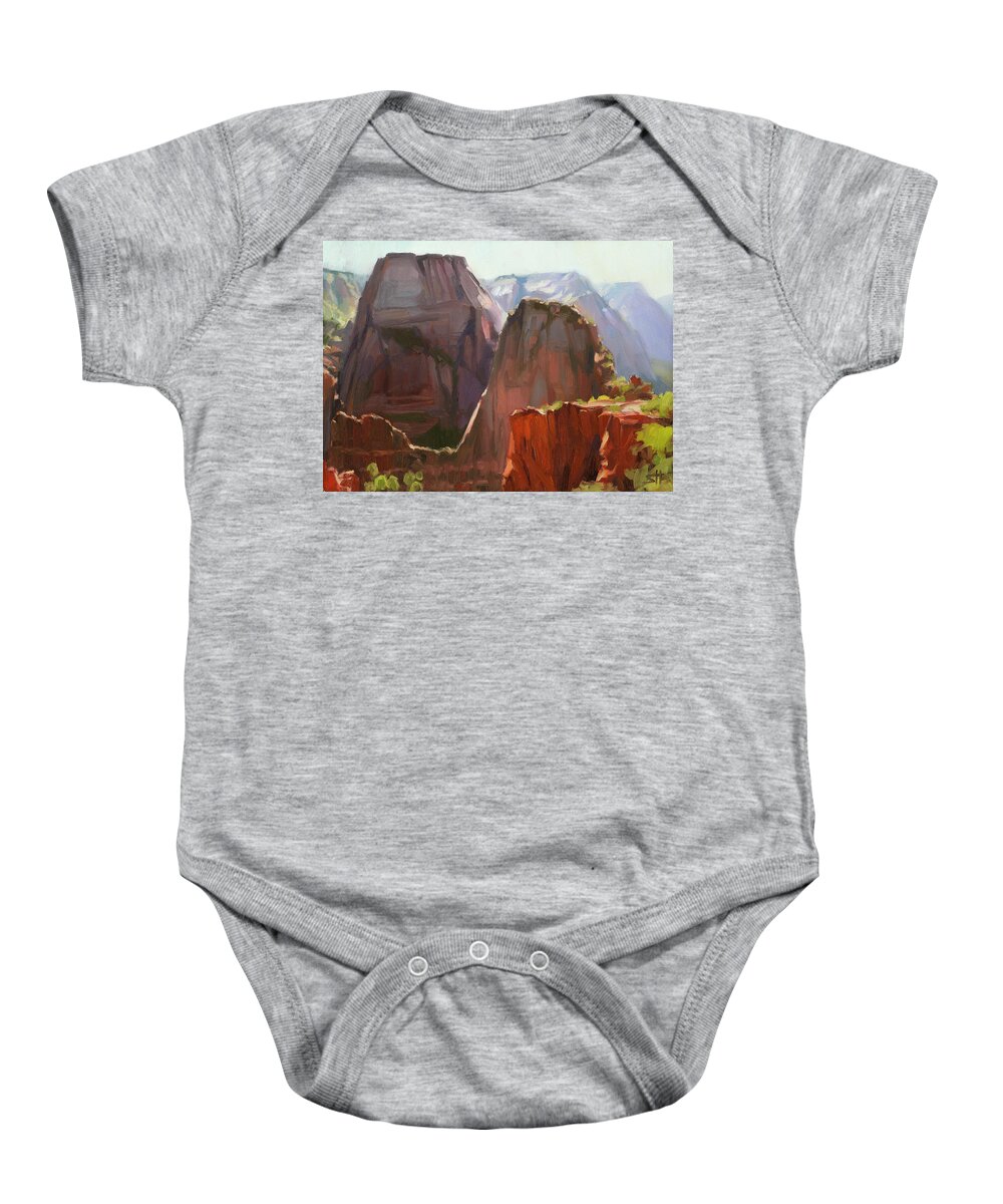 Zion Baby Onesie featuring the painting Where Angels Land by Steve Henderson