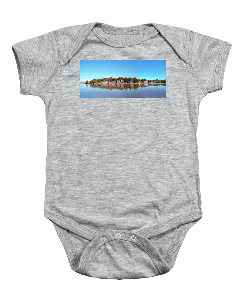 Wide Baby Onesie featuring the photograph Wide View of Boathouse Row by Bill Cannon