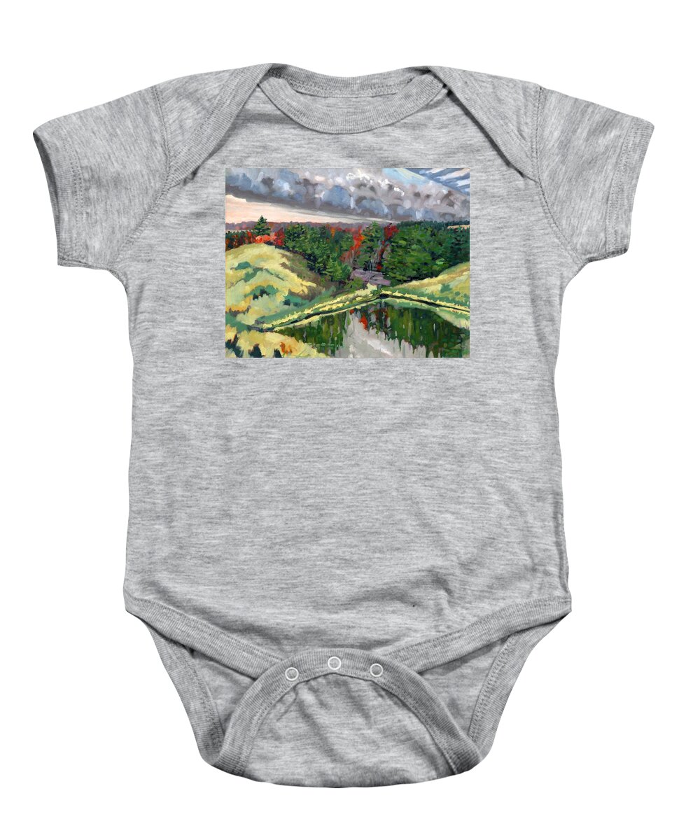 516 Baby Onesie featuring the painting Window Seat October Morning by Phil Chadwick