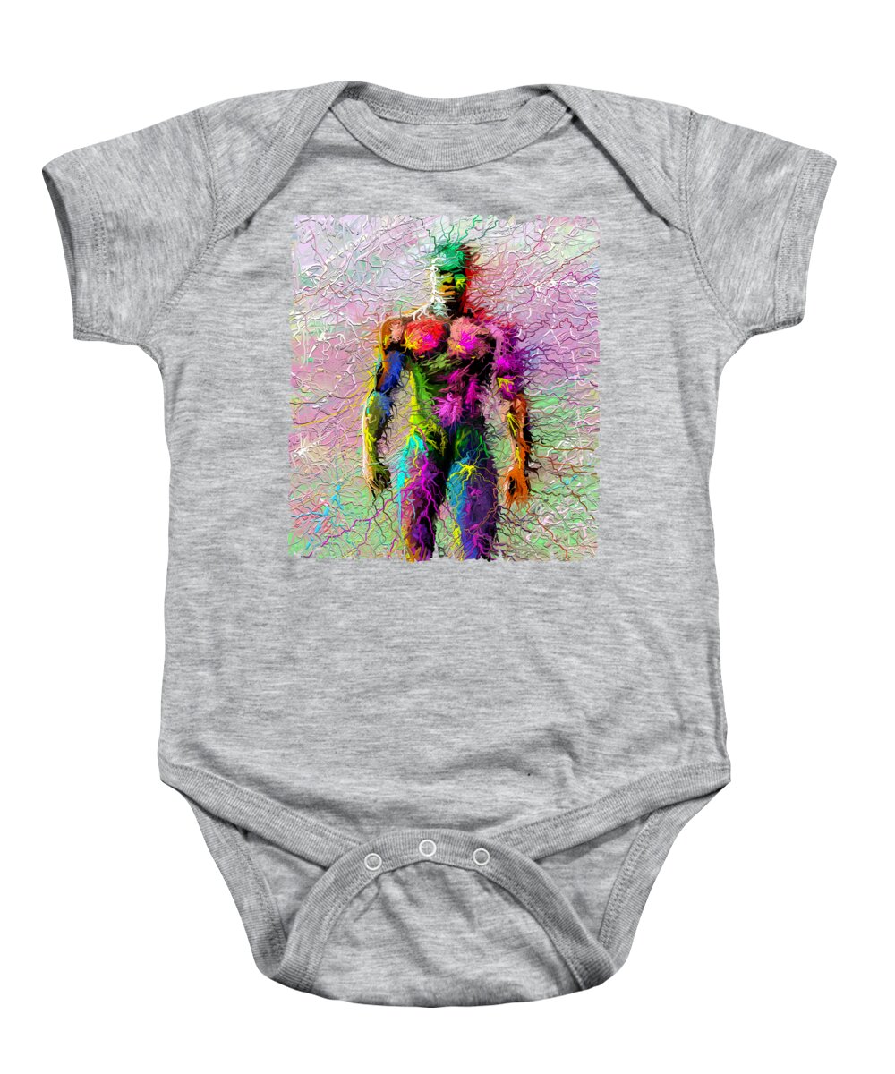 Network Baby Onesie featuring the painting Wired Up by Anthony Mwangi