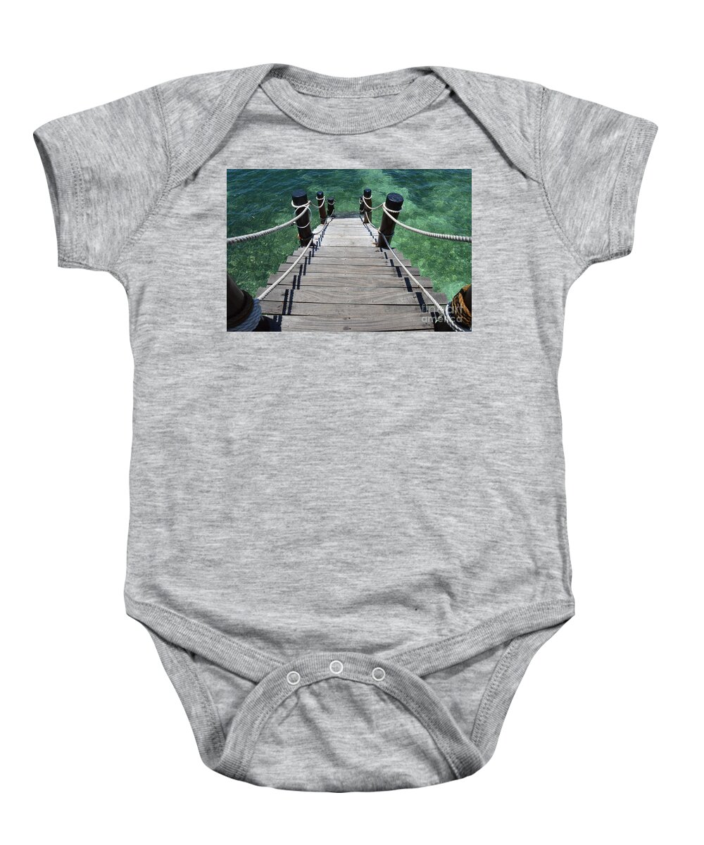 Stairs Baby Onesie featuring the photograph Wooden Stairs by Thomas Schroeder