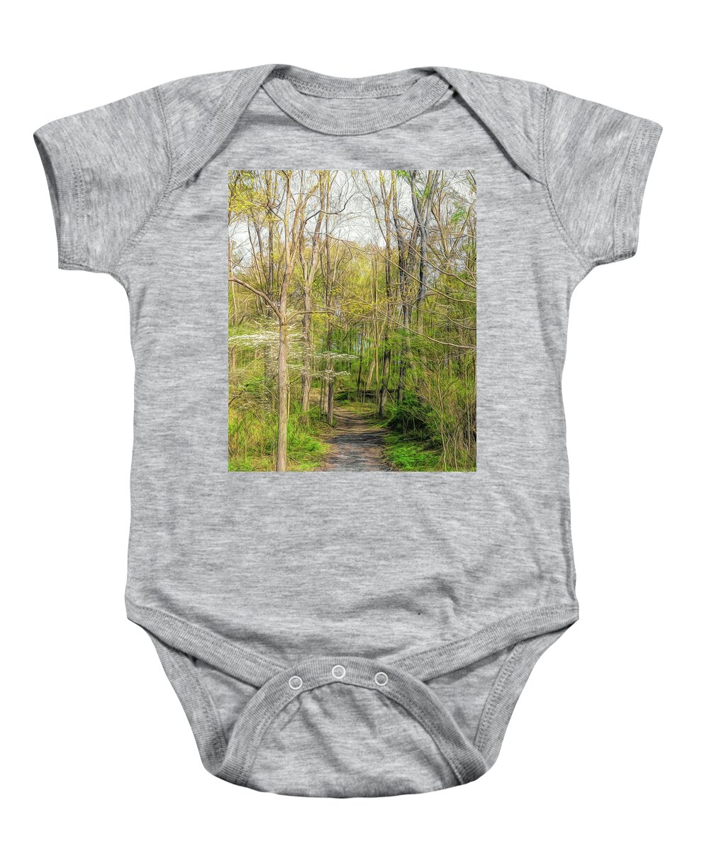 Trees Baby Onesie featuring the photograph Woodland Trail by Susan Hope Finley