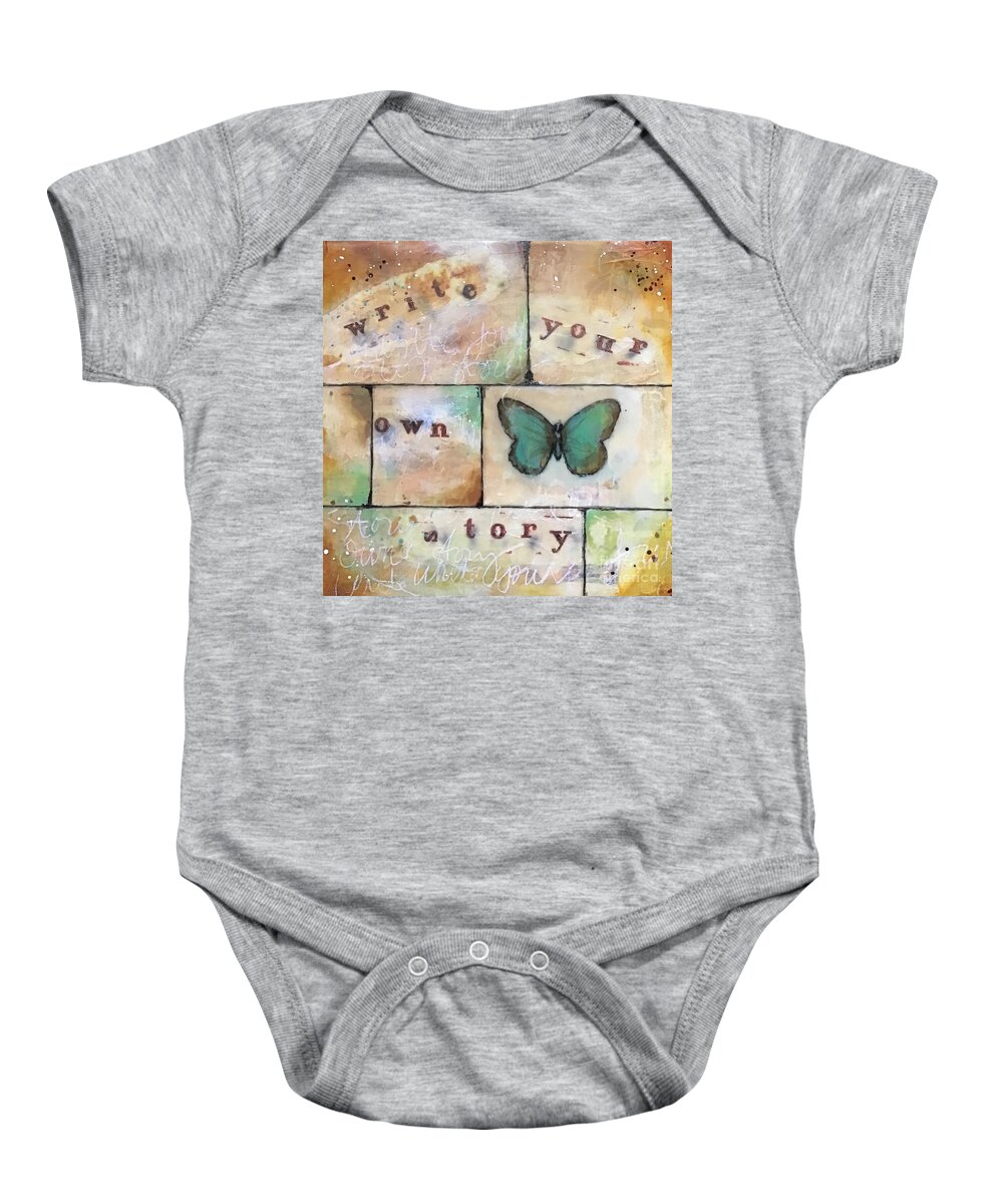 Butterfly Collage Baby Onesie featuring the painting Butterfly wall art #1 by Diane Fujimoto