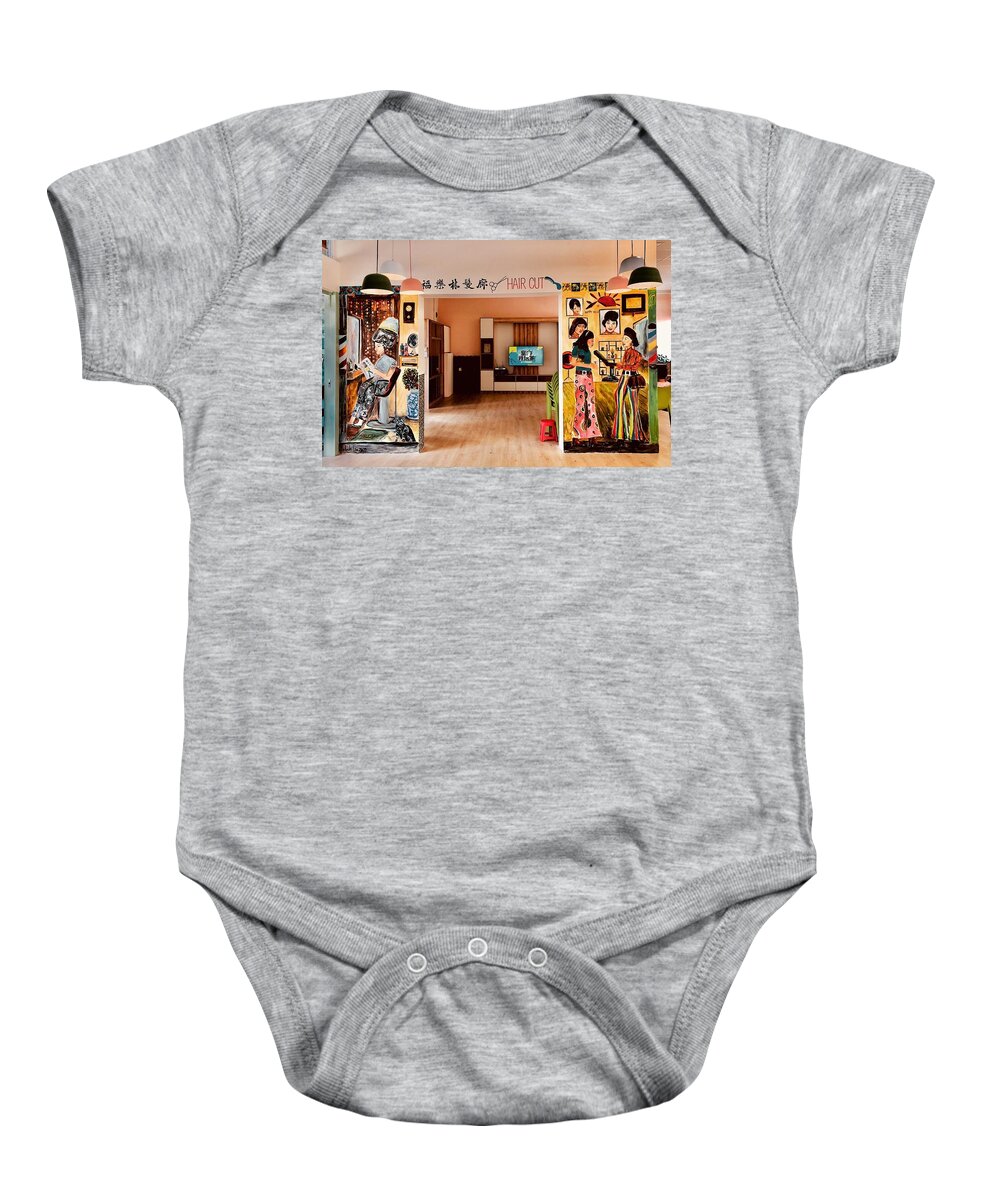 Sheltered Home Baby Onesie featuring the painting Yesterday Once More at Happy Villa by Belinda Low