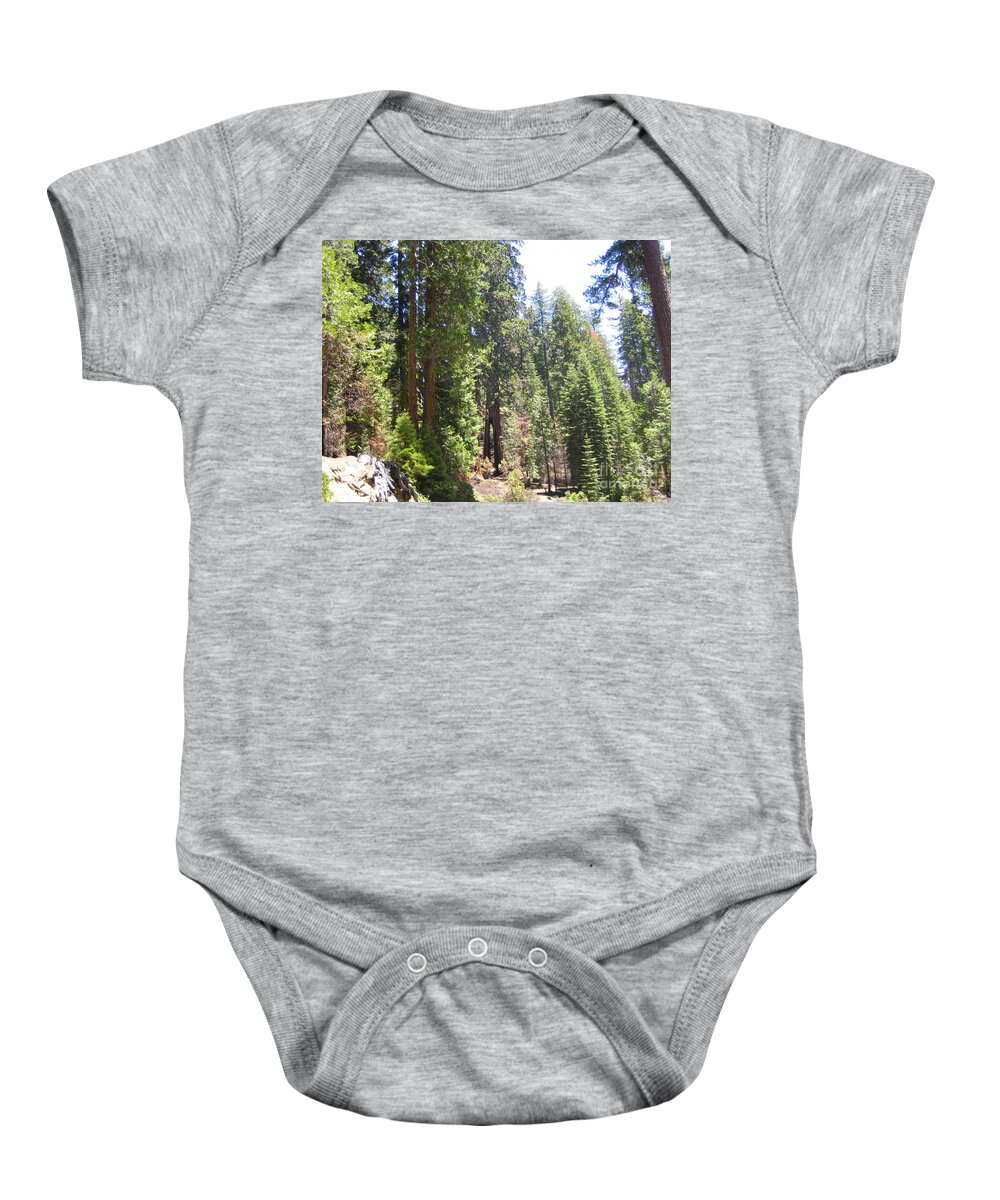 Yosemite Baby Onesie featuring the photograph Yosemite National Park Mariposa Grove Tall Twin Trees by John Shiron