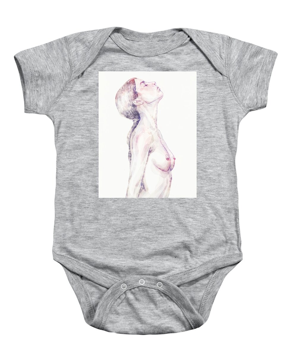 Watercolor Baby Onesie featuring the painting Young woman abstract aquarelle portrait by Dimitar Hristov