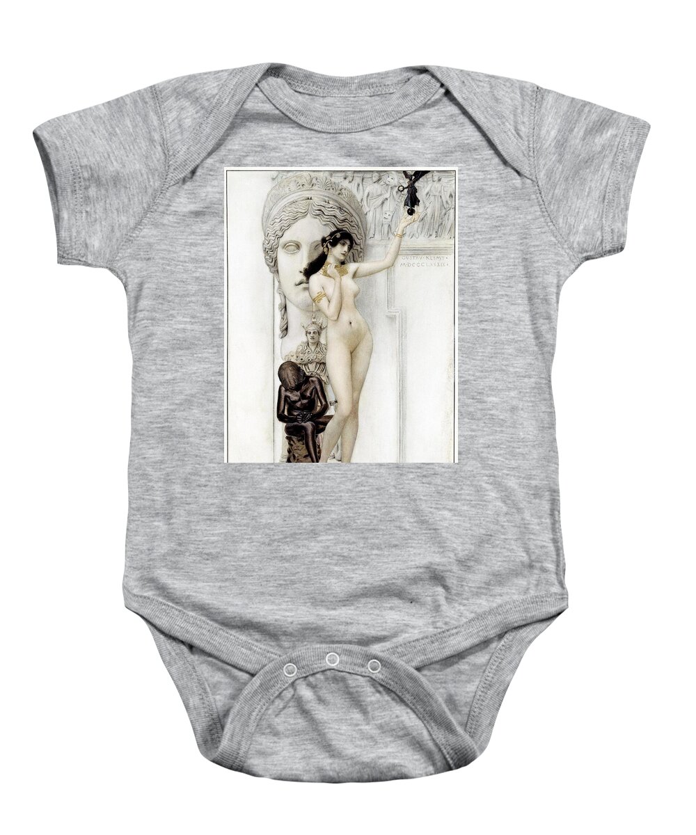 Nude Baby Onesie featuring the painting Allegory of Sculpture - 1889 #1 by Gustav Klimt