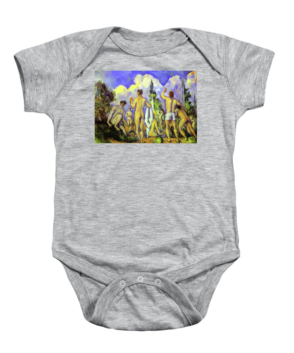 Paul Cezanne Baby Onesie featuring the painting Bathers #1 by Paul Cezanne