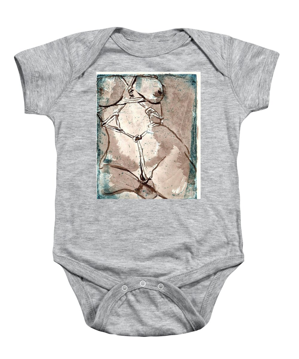 Nude Baby Onesie featuring the drawing Bound by M Bellavia