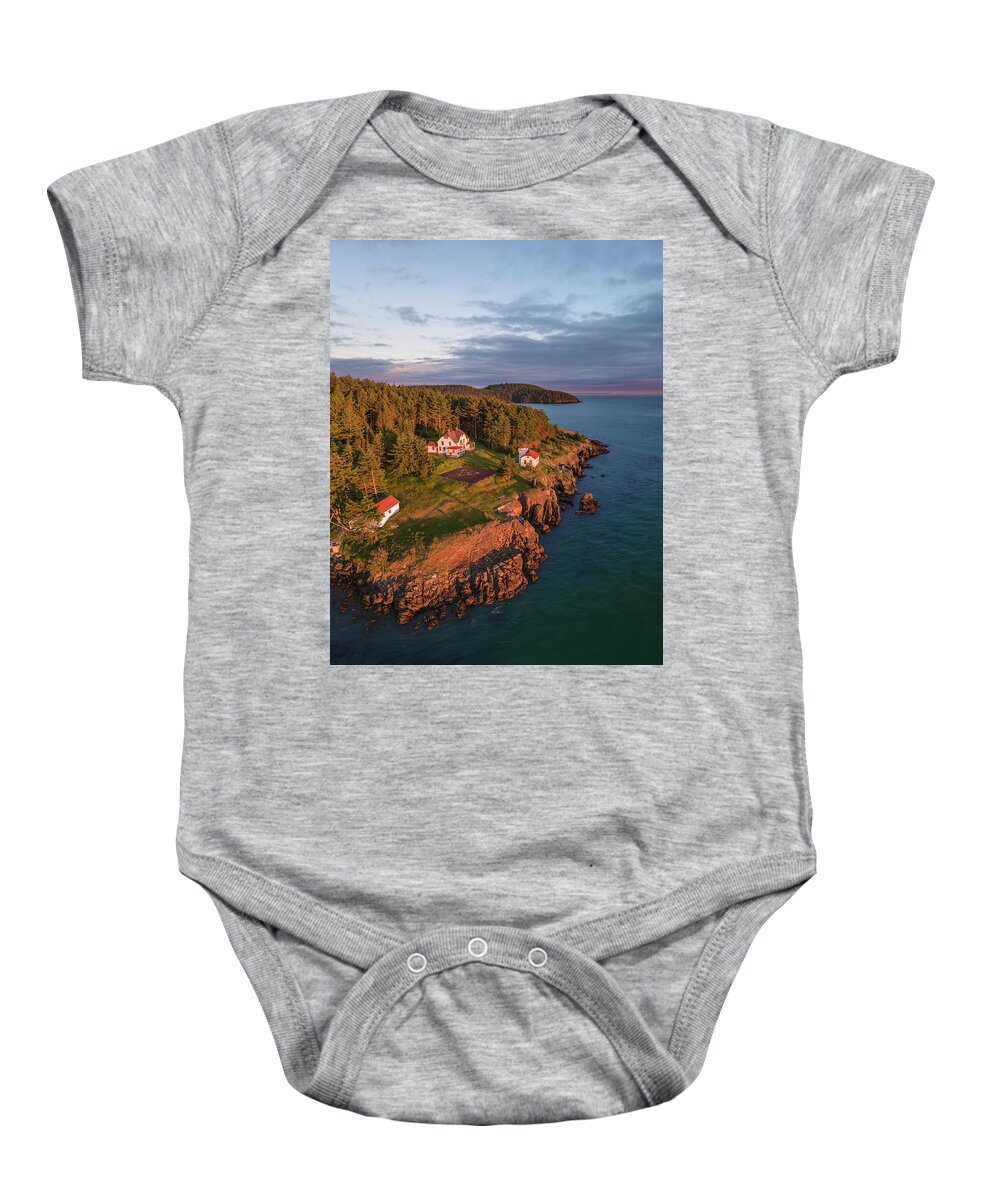 Lighthouse Baby Onesie featuring the photograph Burrows Island Sunset 2 by Michael Rauwolf