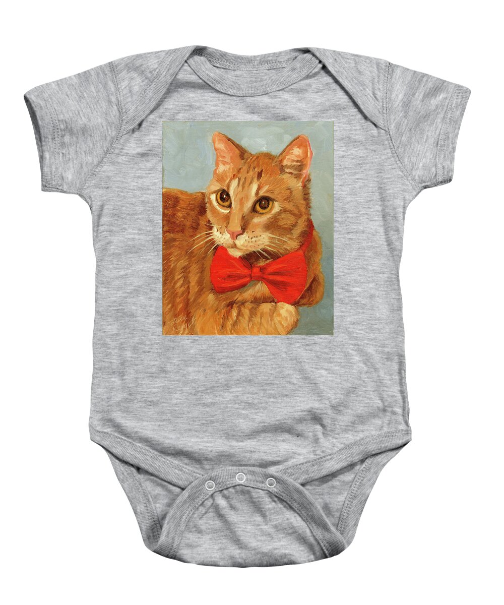 Cat Baby Onesie featuring the painting Cheetoh #1 by Alice Leggett