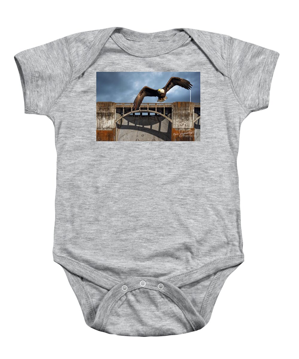 Eagle Baby Onesie featuring the photograph Eagle at the Dam #1 by David Wagenblatt