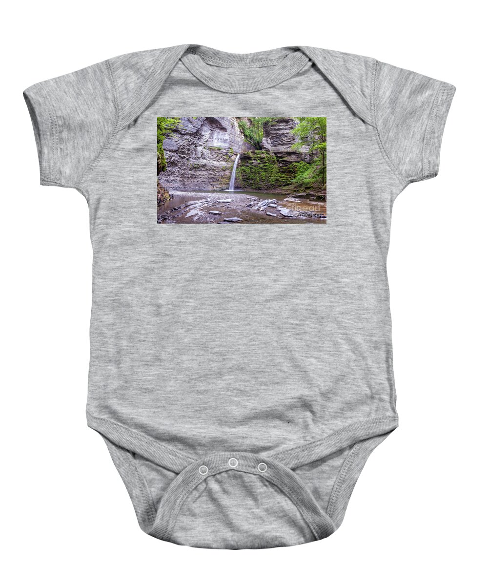 Panorama Baby Onesie featuring the photograph Eagle Cliff Falls Panorama #1 by William Norton