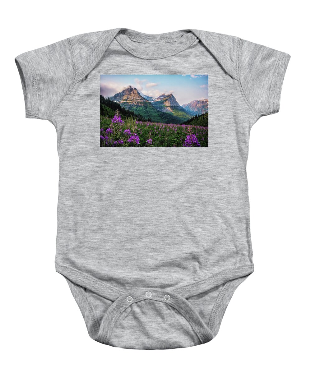 Mountains Baby Onesie featuring the photograph Glacier National Park #1 by Mango Art