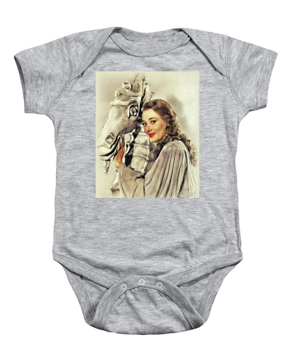 Glynis Baby Onesie featuring the painting Glynis Johns, Vintage Actress #1 by Esoterica Art Agency