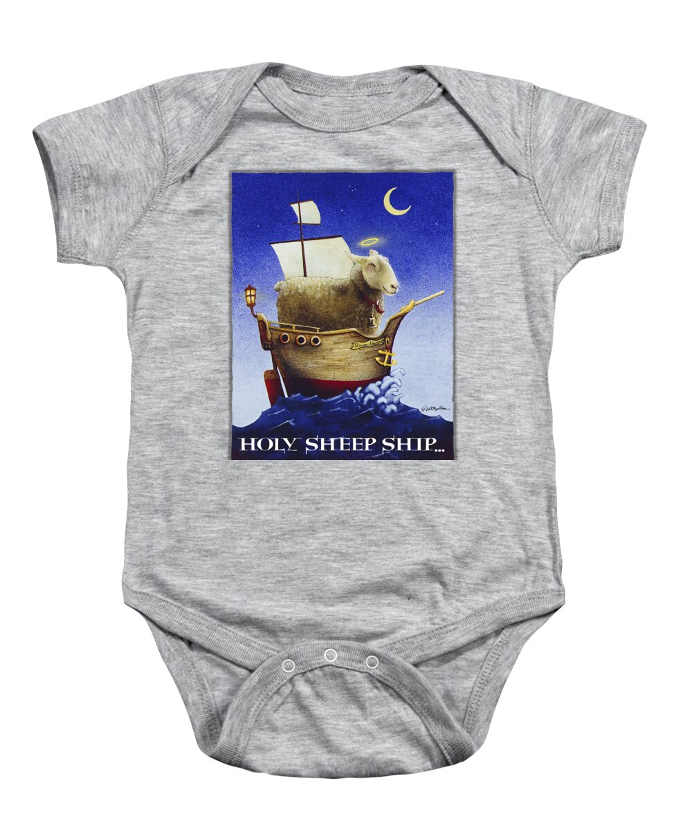 Lamb Baby Onesie featuring the painting Holy Sheep Ship... #2 by Will Bullas