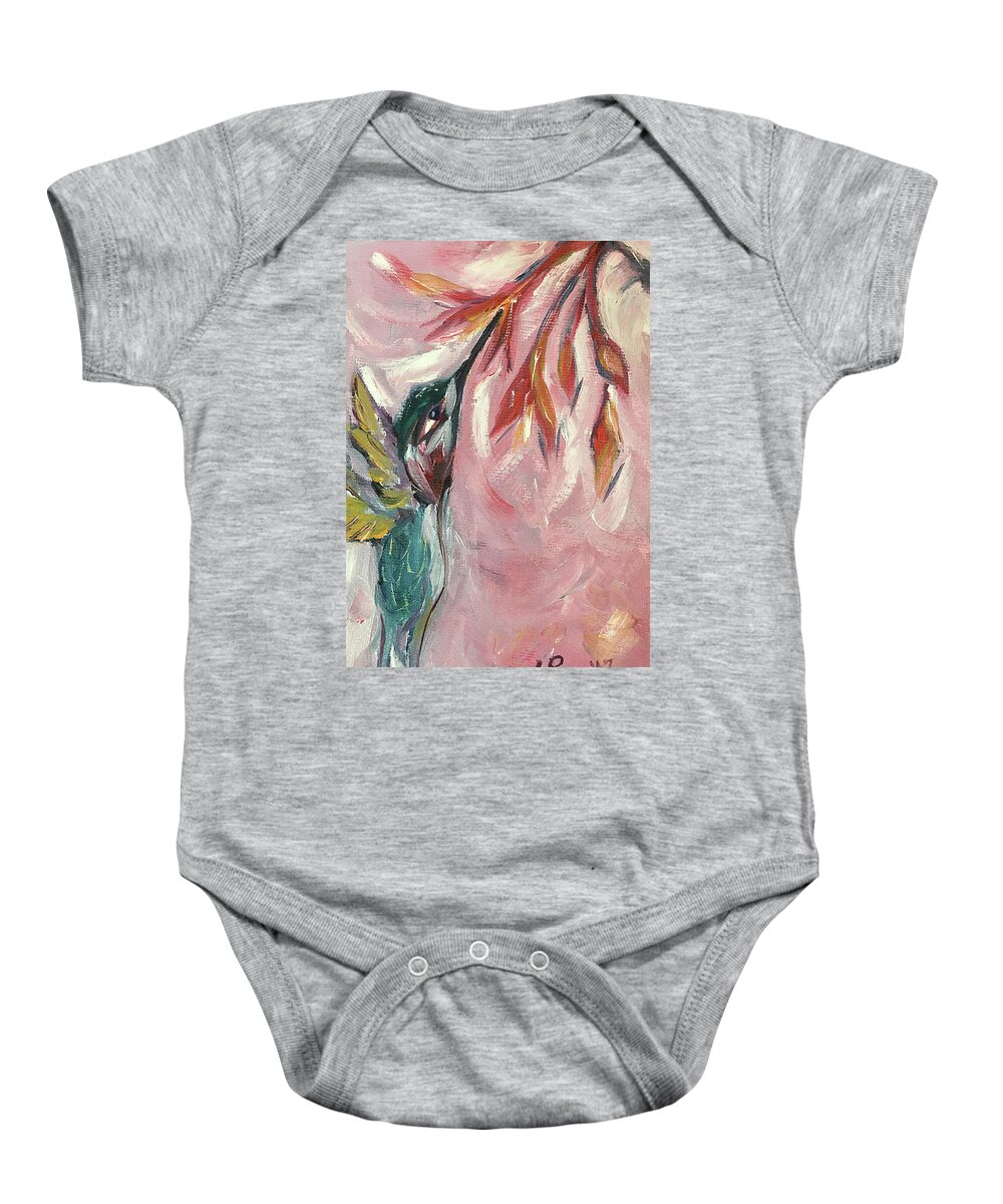Abstract Baby Onesie featuring the painting Hummingbird #1 by Roxy Rich