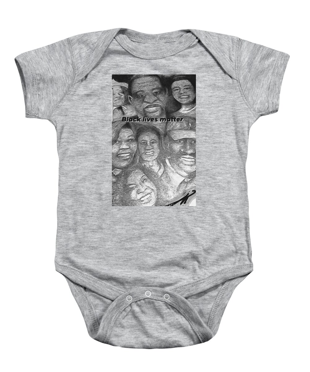 Black Lives Matter Baby Onesie featuring the drawing Black Lives Matter by Julie TuckerDemps