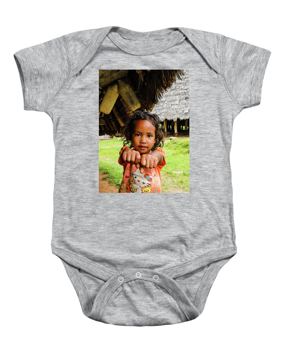 Wae Rebo Baby Onesie featuring the photograph Child's Play - Wae Rebo Village. Flores, Indonesia by Earth And Spirit