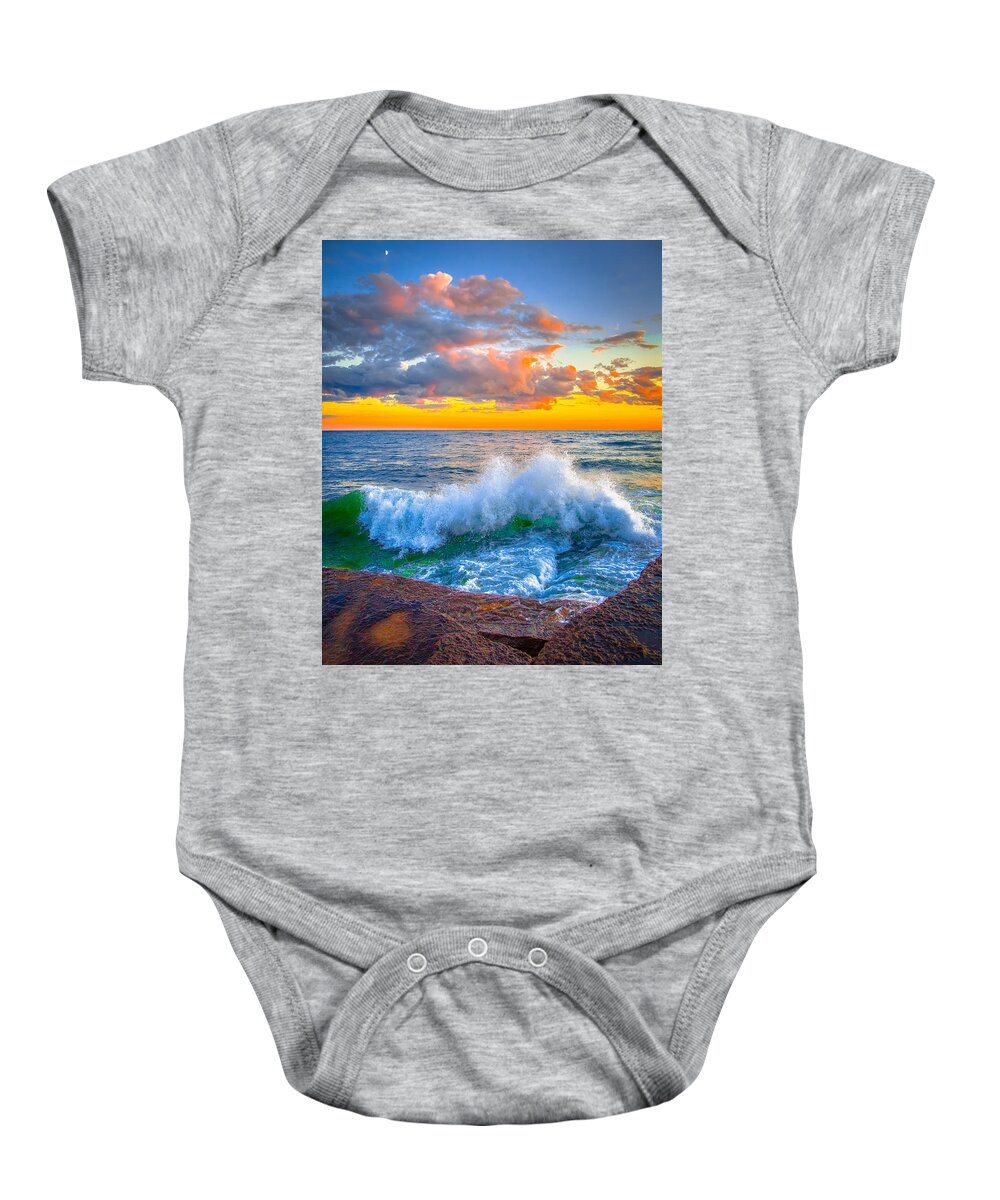 Lake Ontario Baby Onesie featuring the photograph Moonlight #1 by Fred J Lord