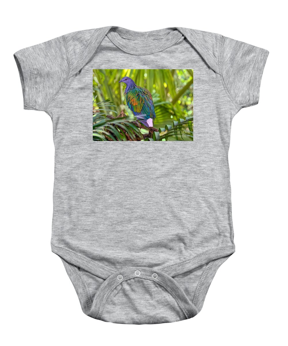 Caloenas Baby Onesie featuring the photograph Nicobar and the Palms #1 by Judy Kay