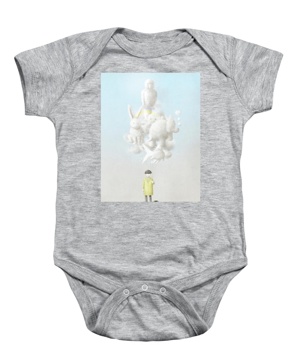 Clouds Baby Onesie featuring the drawing The Cloud Seller #1 by Eric Fan