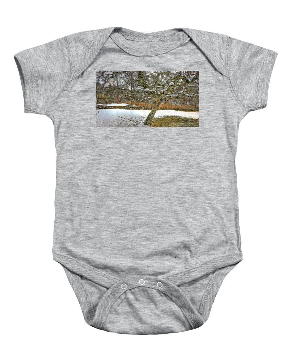 Winter Baby Onesie featuring the photograph Tree in the marsh #1 by Cordia Murphy