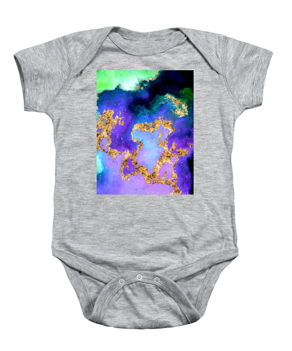 Holyrockarts Baby Onesie featuring the mixed media 100 Starry Nebulas in Space Abstract Digital Painting 047 by Holy Rock Design