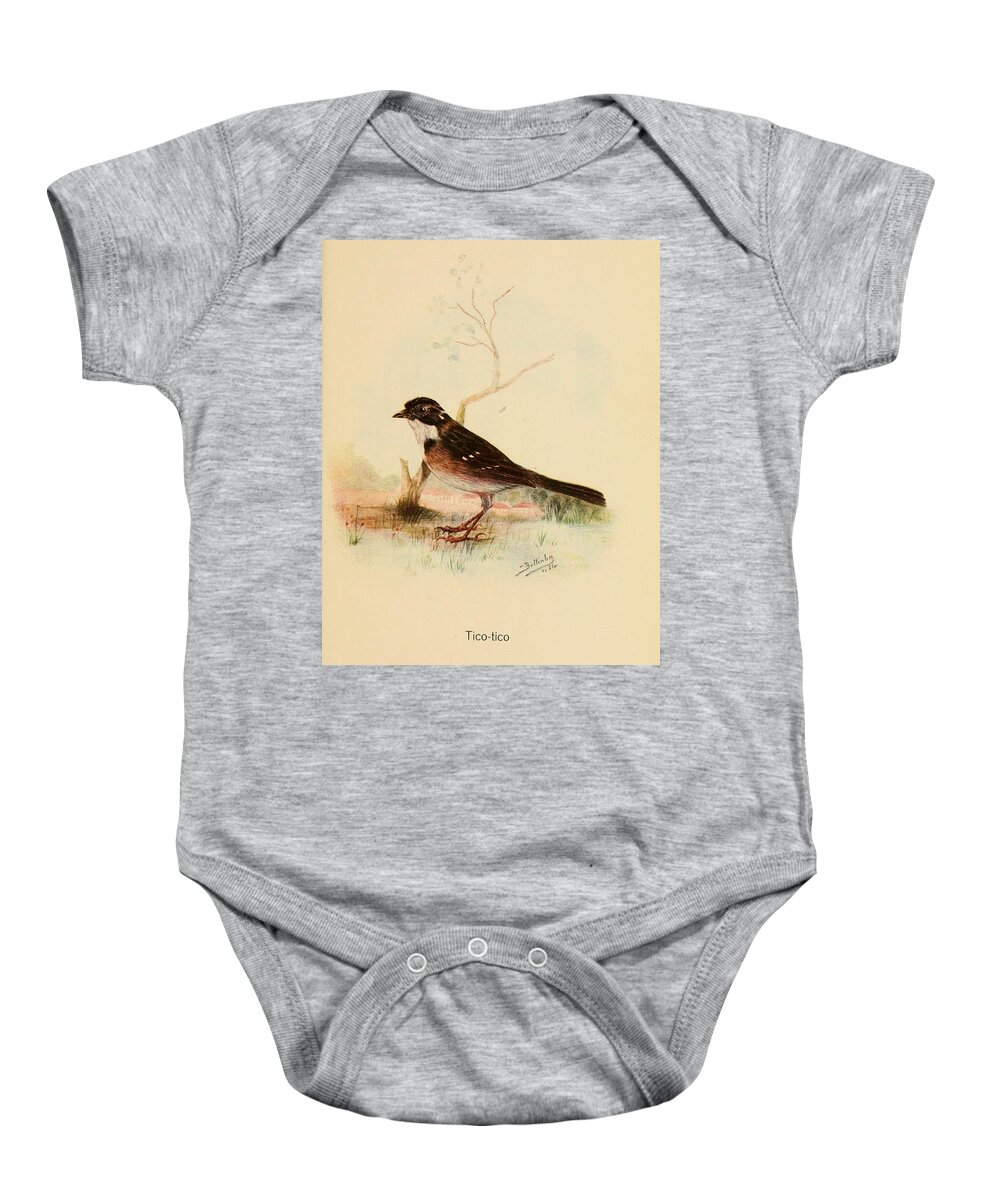 Birds Baby Onesie featuring the mixed media Beautiful Vintage Bird #1173 by World Art Collective