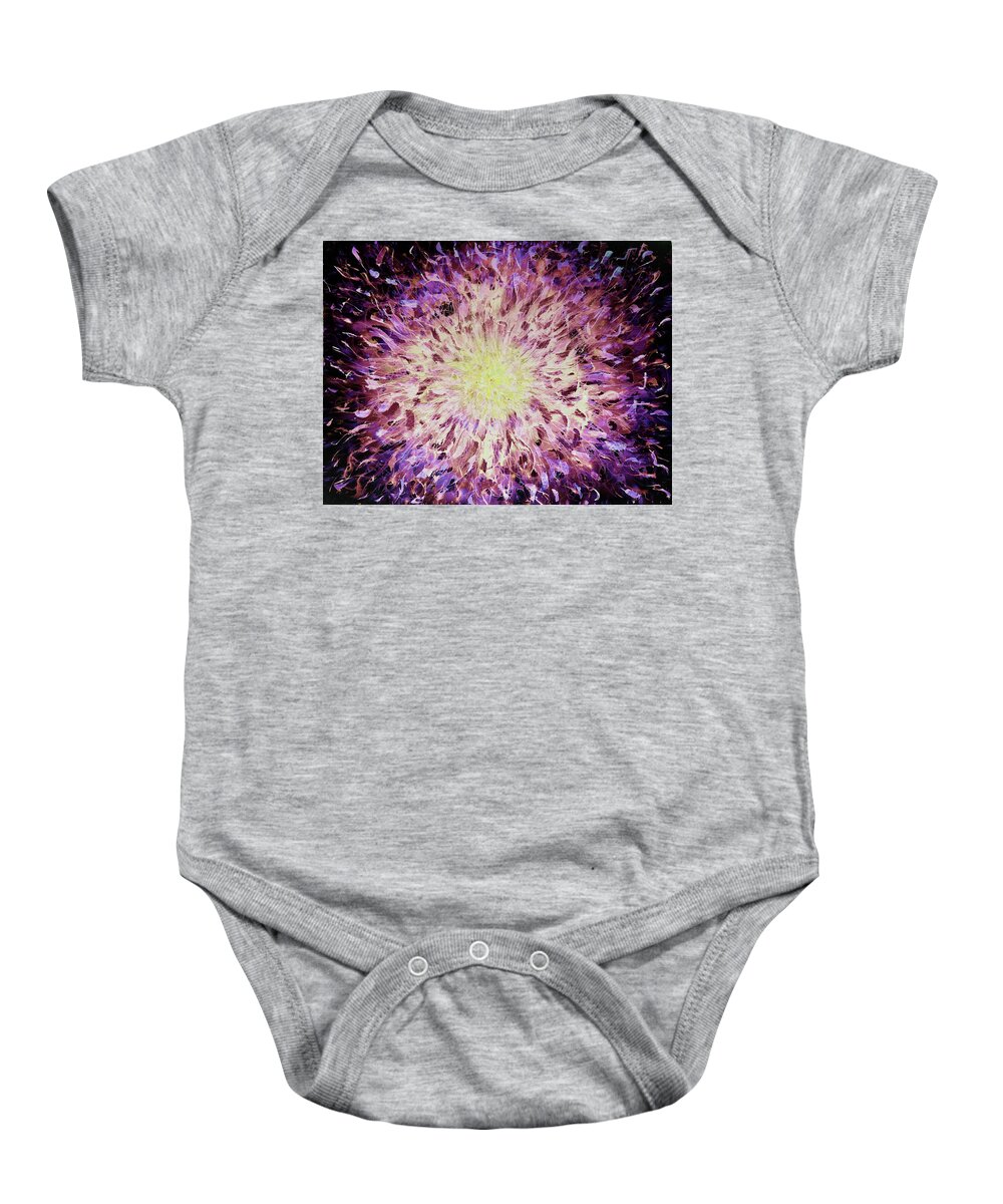 Baby Onesie featuring the painting 'Blooming Fever Dream'-inversion-3 by Petra Rau
