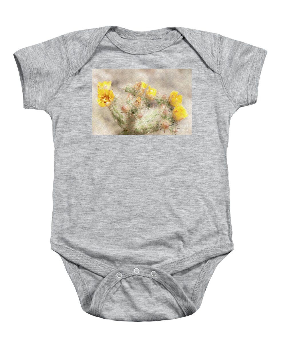 Cactus Baby Onesie featuring the photograph 1624 Watercolor Cactus Blossom by Kenneth Johnson