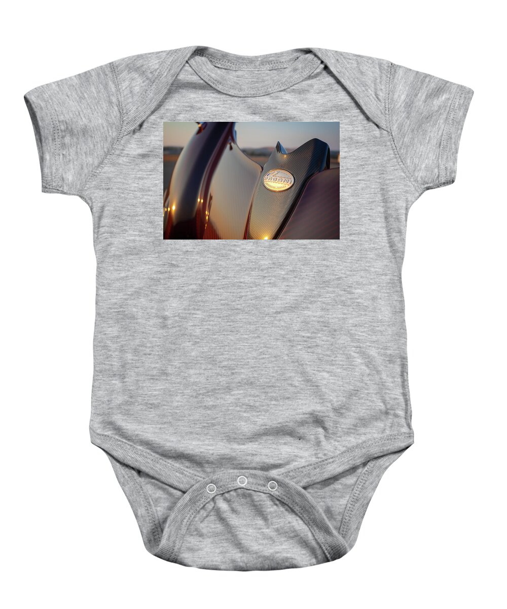 Pagani Huayra Baby Onesie featuring the photograph #Pagani #Huayra #Roadster #Print #18 by ItzKirb Photography