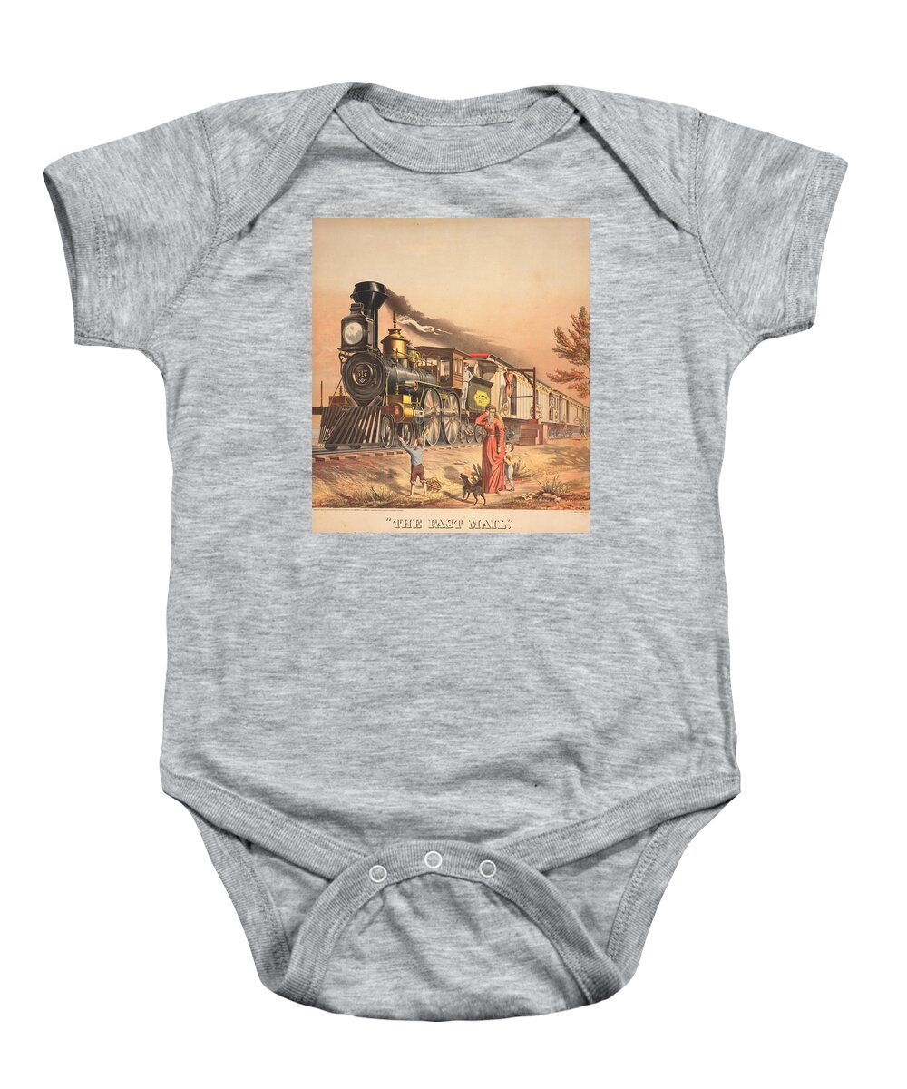 Americana Baby Onesie featuring the digital art 1875 Fast Mail by Kim Kent