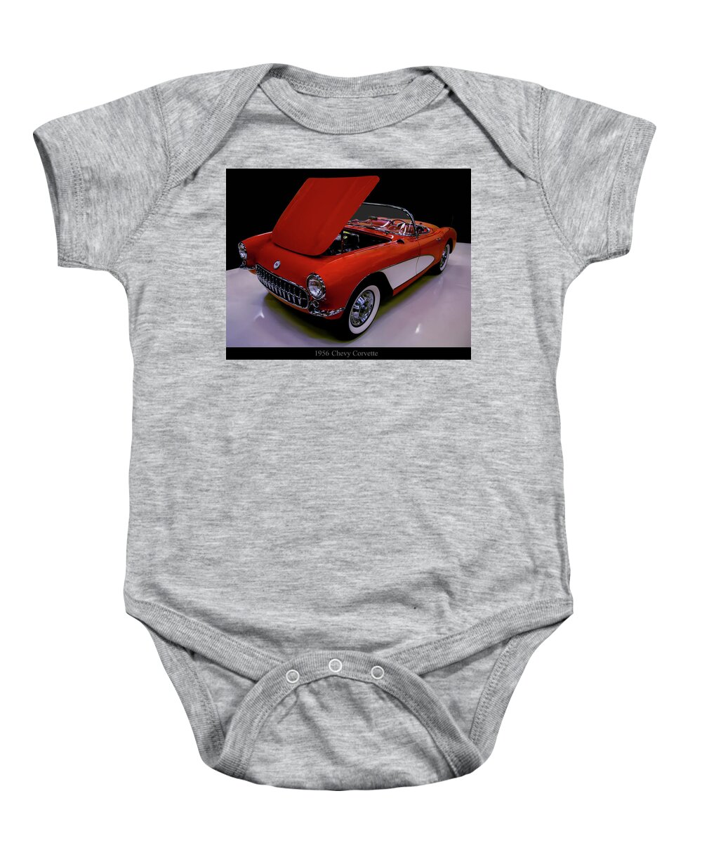 1956 Corvette Baby Onesie featuring the photograph 1956 Chevy Corvette by Flees Photos
