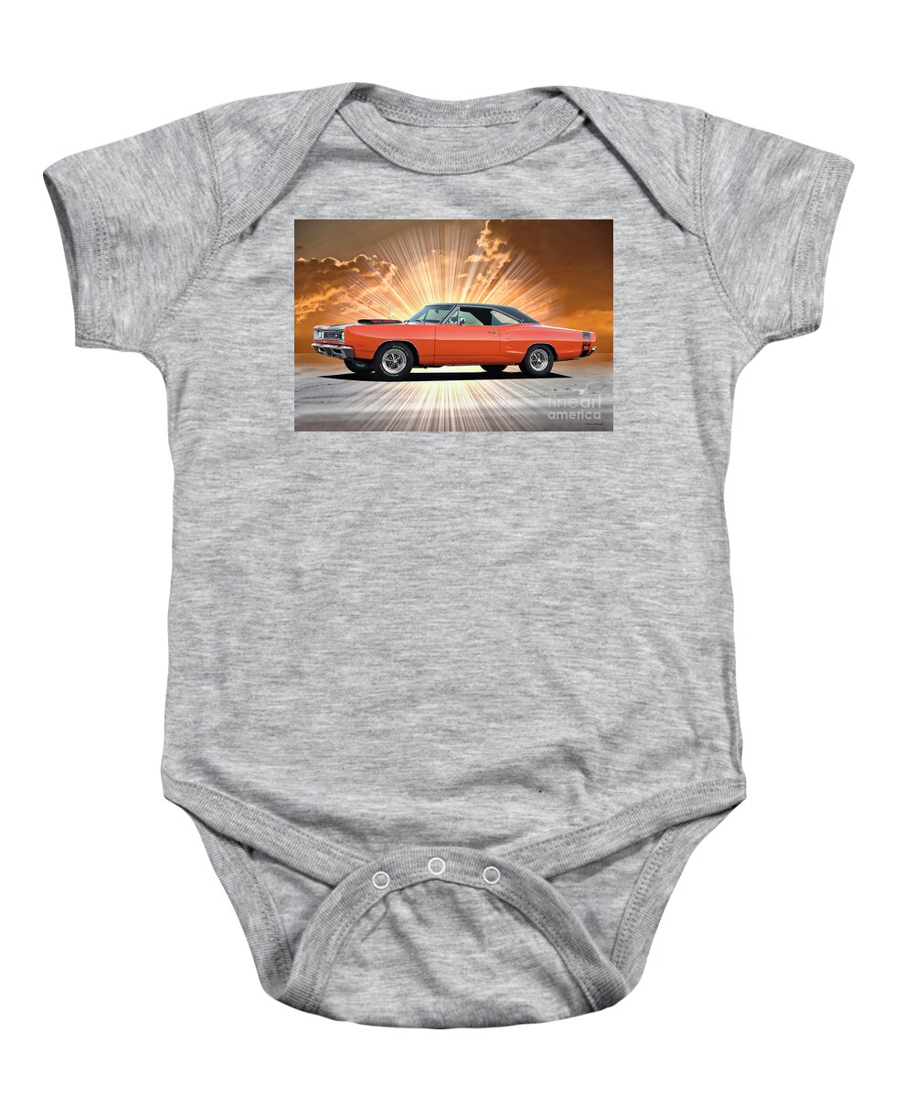 1969 Dodge Super Bee Baby Onesie featuring the photograph 1969 Dodge Super Bee 'Six Pack' by Dave Koontz