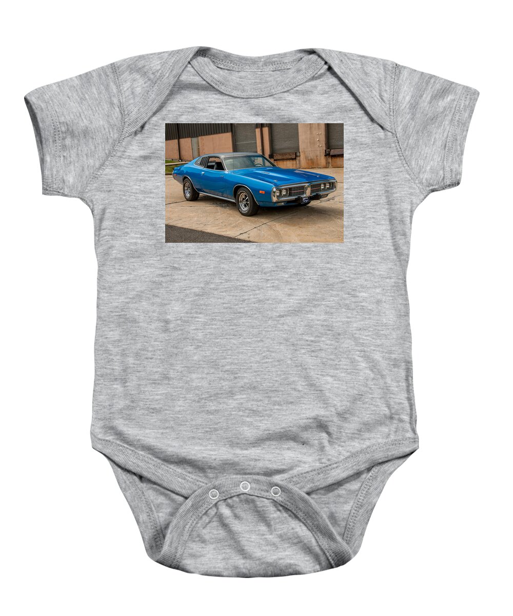 1973 Charger Baby Onesie featuring the photograph 1973 Dodge Charger 440 by Anthony Sacco