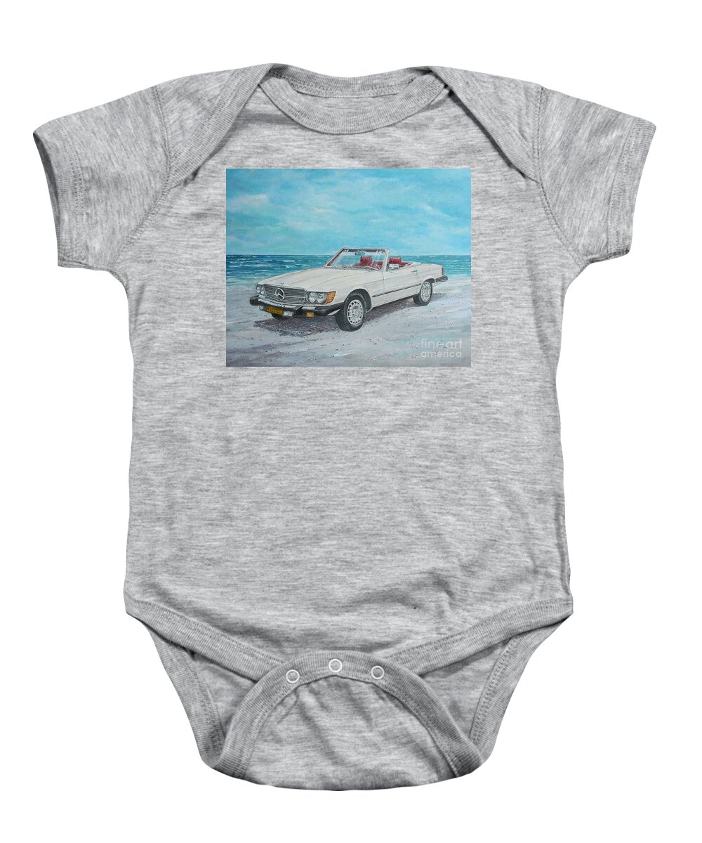Classic Cars Paintings Baby Onesie featuring the painting 1979 Mercedes 450 SL by Sinisa Saratlic