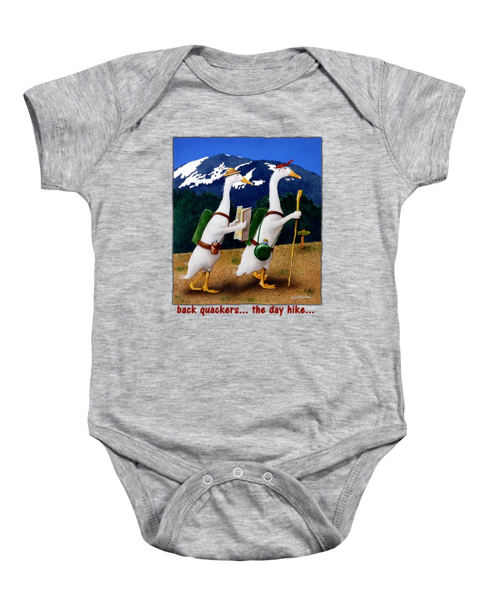 Will Bullas Baby Onesie featuring the painting Back Quackers ... The Day Hike... #1 by Will Bullas