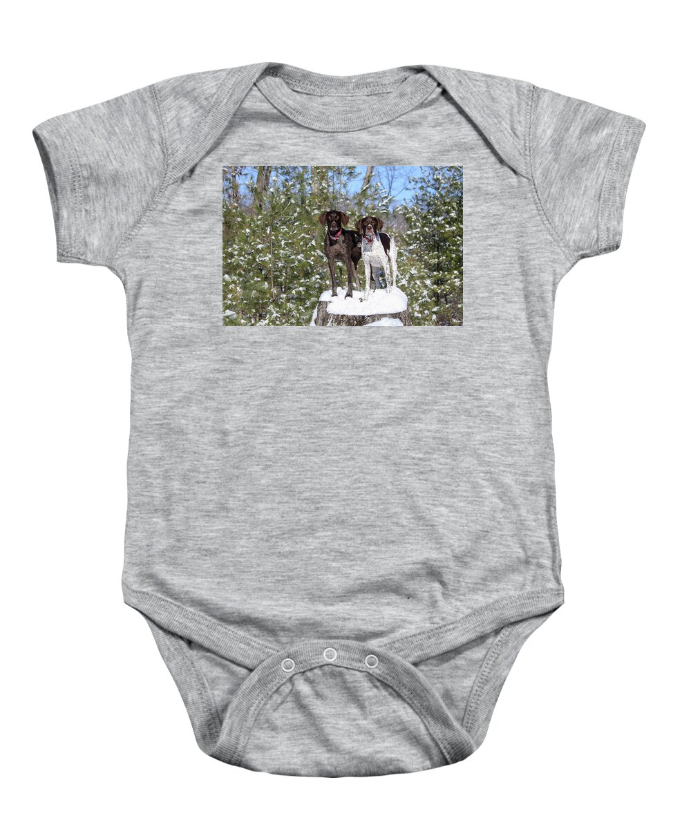 German Shorthaired Pointers Baby Onesie featuring the photograph My Girls by Brook Burling
