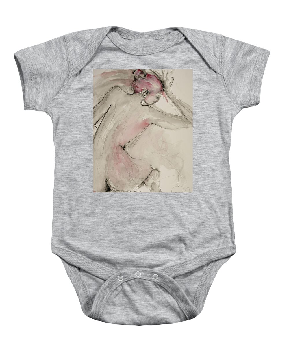 Female Baby Onesie featuring the drawing Nude 1 #2 by Elizabeth Parashis