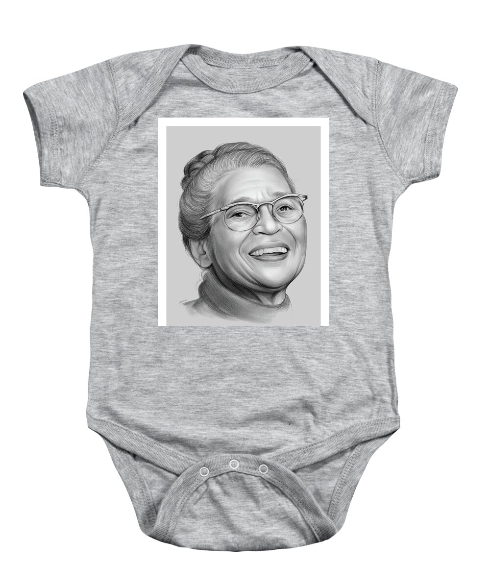 Rosa Parks Baby Onesie featuring the drawing Rosa Parks #2 by Greg Joens