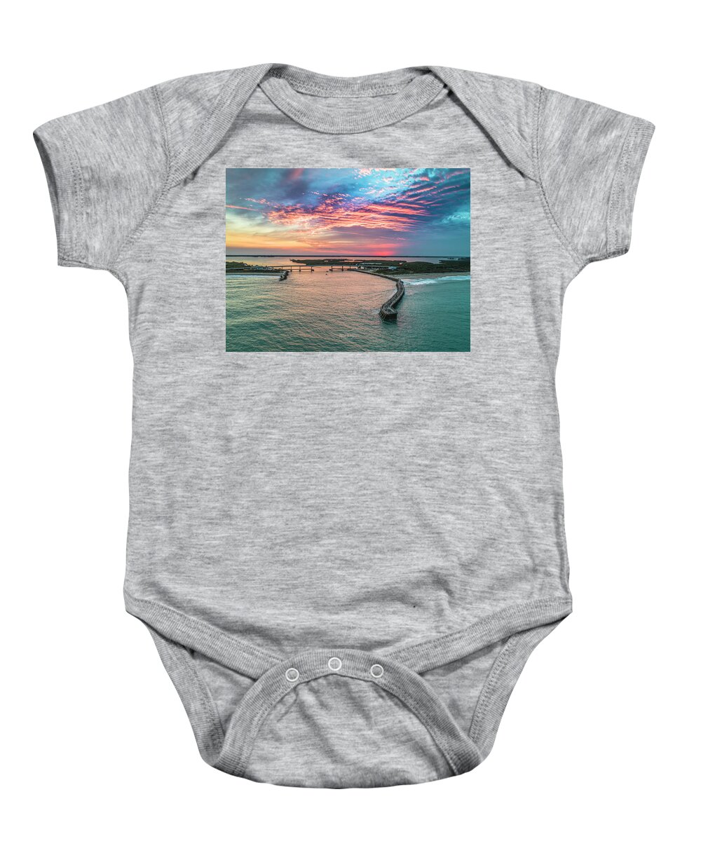 Sebastian Inlet Baby Onesie featuring the photograph Sebastian Inlet Sunset by Veterans Aerial Media LLC