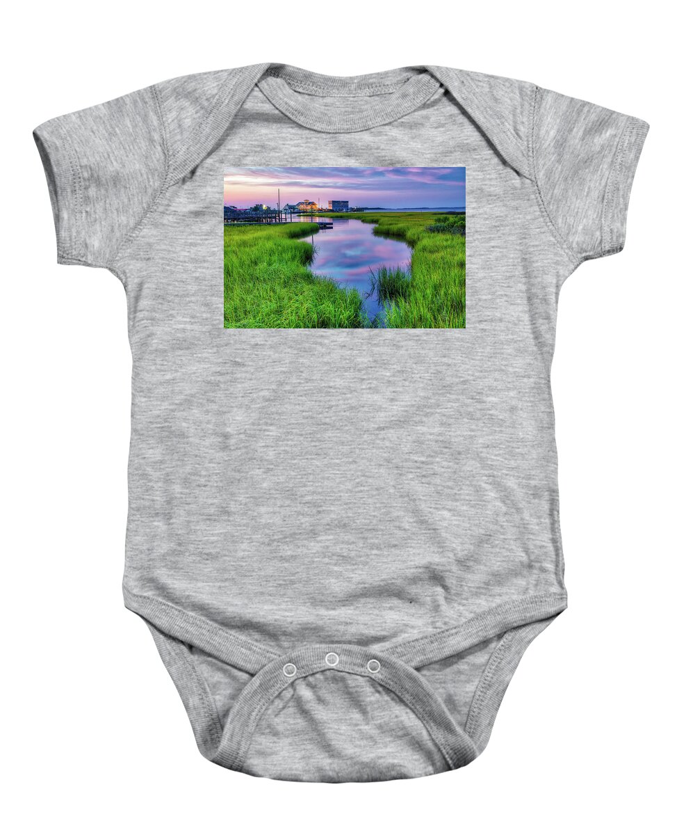 Southport Baby Onesie featuring the photograph Southport Salt Marsh Sunrise #2 by Nick Noble